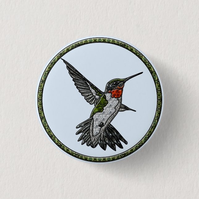 Ruby Throated Hummingbird 3 Cm Round Badge (Front)