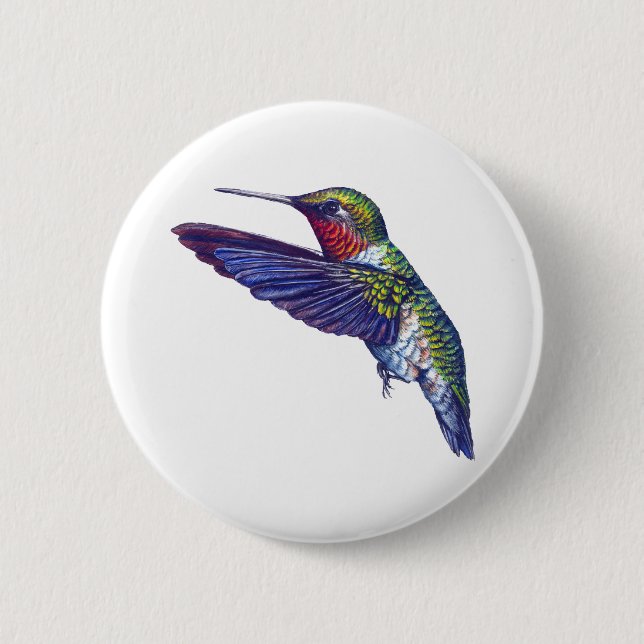Ruby Throated Hummingbird 6 Cm Round Badge (Front)