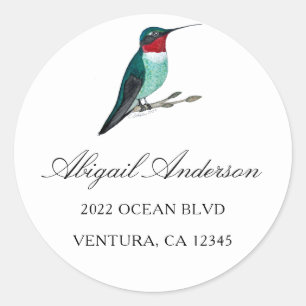 Ruby-throated Hummingbird Address Classic Round Sticker