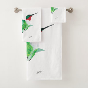 Ruby throated Hummingbird  Bath Towel Set