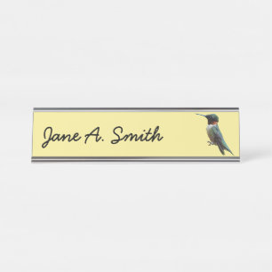 Ruby-Throated Hummingbird Bird Photography Desk Name Plate