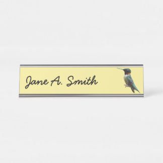 Ruby-Throated Hummingbird Bird Photography Desk Name Plate