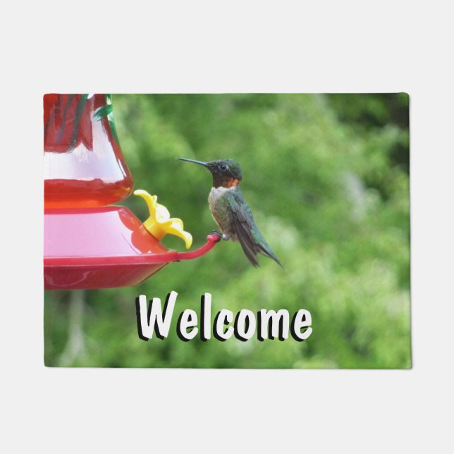 Ruby-Throated Hummingbird Bird Photography Doormat (Front)
