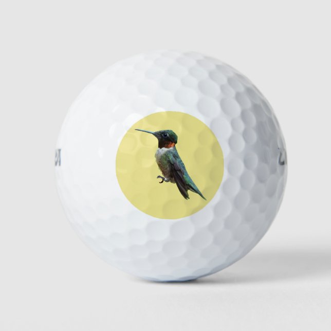Ruby-Throated Hummingbird Bird Photography Golf Balls (Front)