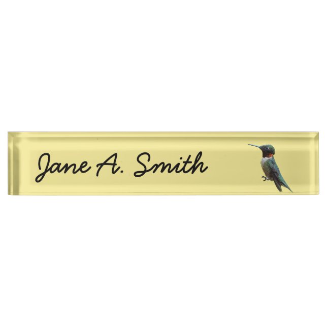 Ruby-Throated Hummingbird Bird Photography Nameplate (Front)