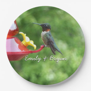 Ruby-Throated Hummingbird Bird Photography Paper Plate