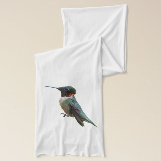 Ruby-Throated Hummingbird Bird Photography Scarf (Left)