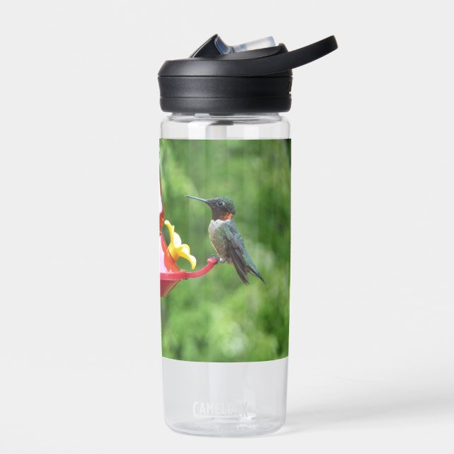 Ruby-Throated Hummingbird Bird Photography Water Bottle (Left)