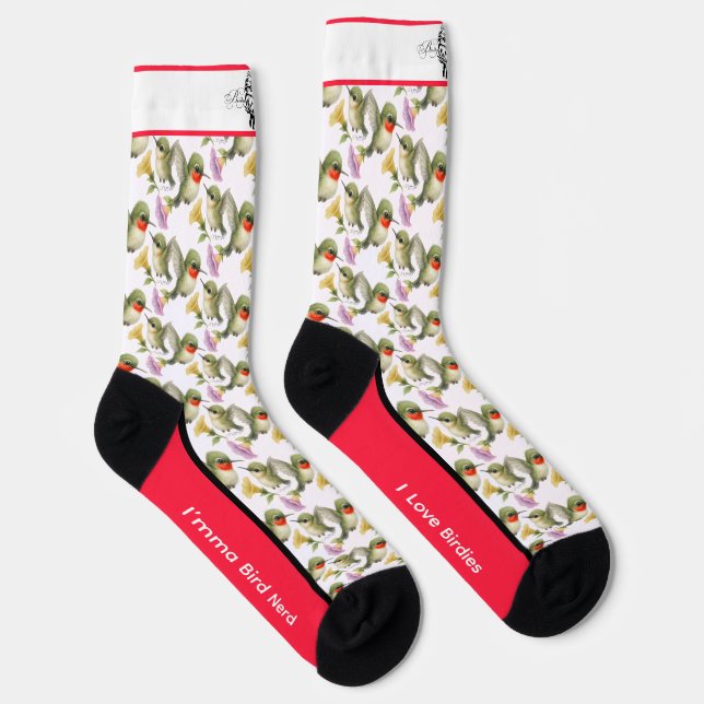 Ruby Throated Hummingbird Bird Socks (Right)
