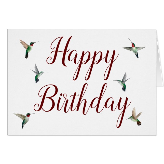 Ruby-throated Hummingbird Birthday Card (Front Horizontal)