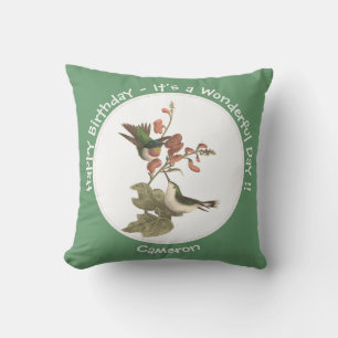 Ruby-throated Hummingbird, Birthday or Other Party Cushion