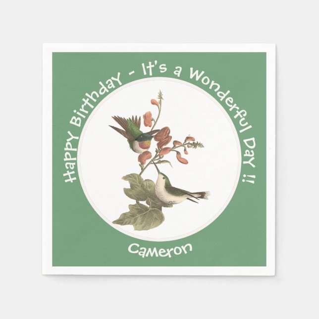 Ruby-throated Hummingbird, Birthday or Other Party Napkin (Front)