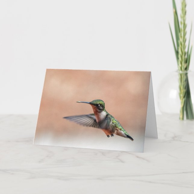 Ruby Throated Hummingbird Blank Note Card (Front)