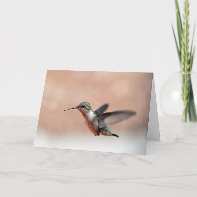 Ruby Throated Hummingbird Blank Note Card (Front)