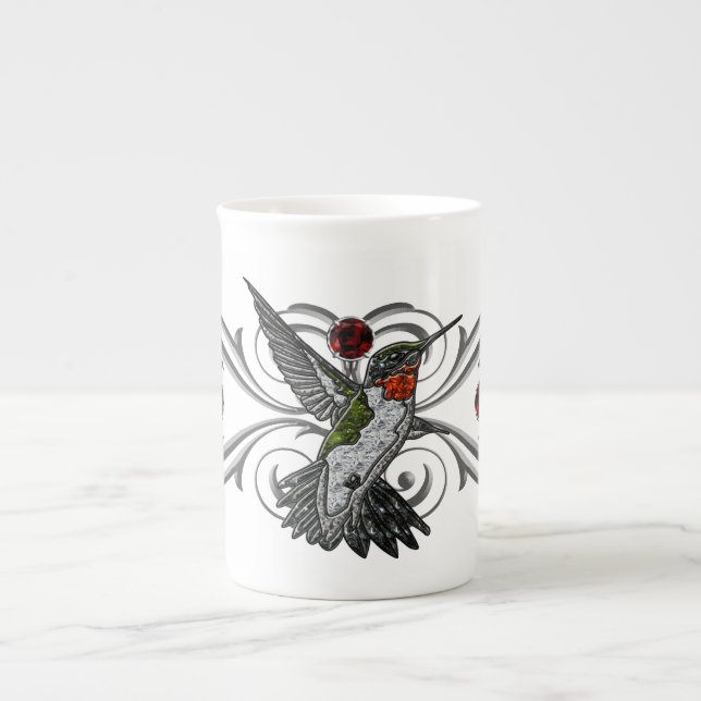 Ruby Throated Hummingbird Bone China Mug (Front)