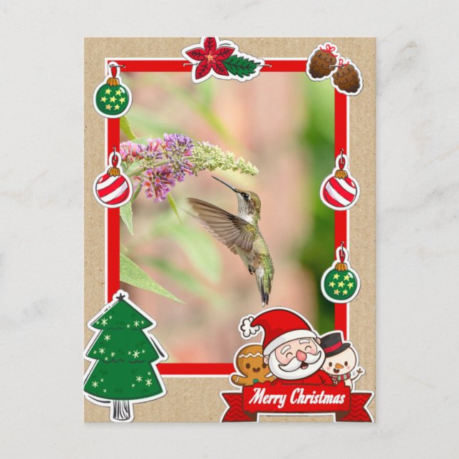 Ruby-throated hummingbird Christmas Card (Front)