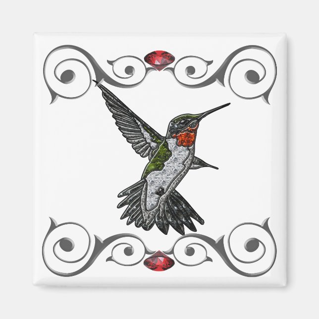 Ruby Throated Hummingbird Magnet (Front)