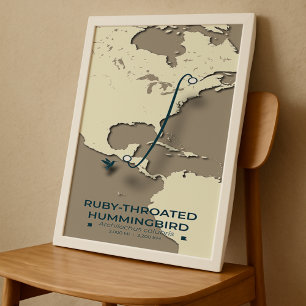 Ruby-throated Hummingbird Migration Map – Minimali Poster