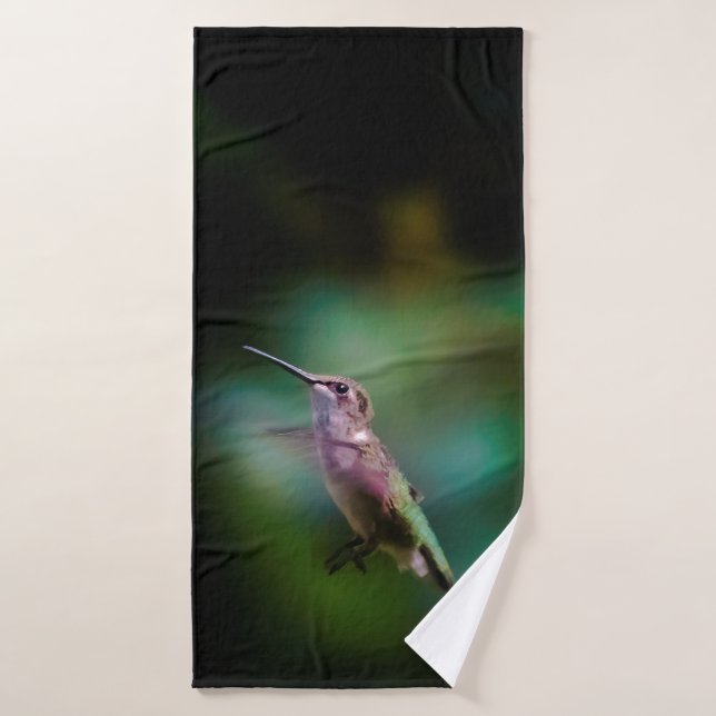 Ruby-throated Hummingbird - Original Photograph Bath Towel Set (Bath Towel)