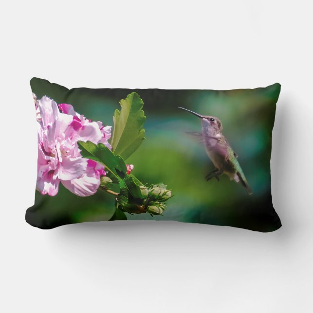 Ruby-throated Hummingbird - Original Photograph Lumbar Cushion (Front)