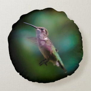 Ruby-throated Hummingbird - Original Photograph Round Cushion