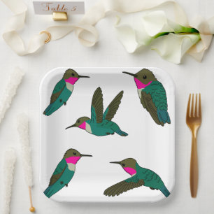Ruby Throated Hummingbird Paper Plate