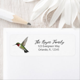 Ruby Throated Hummingbird Return Address Label