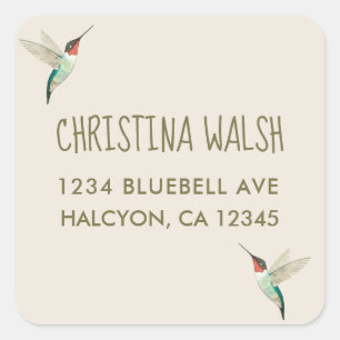 Ruby-throated Hummingbird return address Square Sticker
