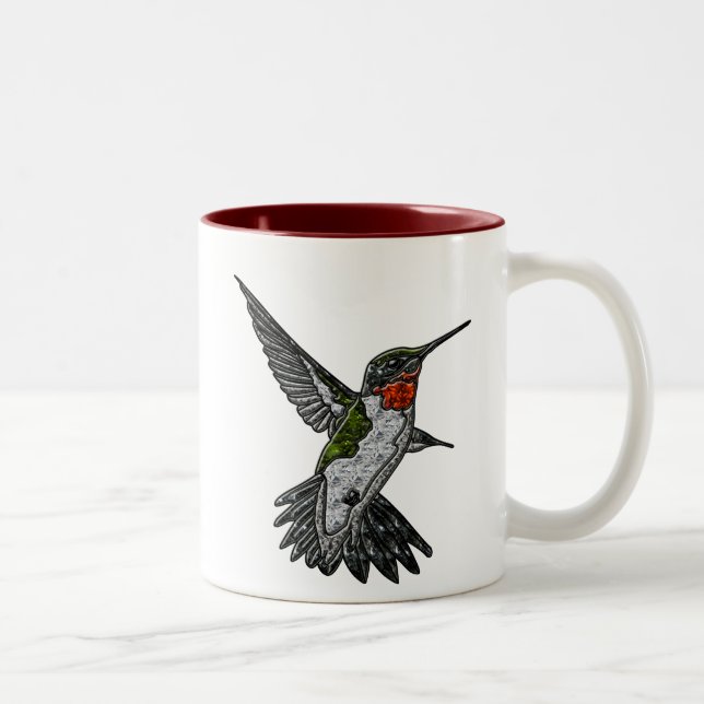 Ruby Throated Hummingbird Two-Tone Coffee Mug (Right)