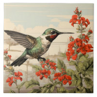 Ruby-Throated Hummingbird, White and Green Body