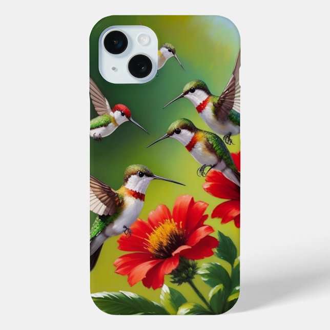 Ruby-Throated Hummingbirds and Scarlet Blooms Case-Mate iPhone Case (Beautiful Hummingbird Photo iPhone Case!)