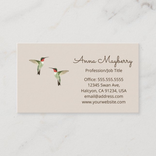 Ruby-throated Hummingbirds Business Card (Front)