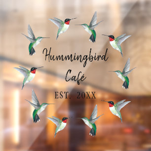 Ruby-throated Hummingbirds Wreath Window Cling