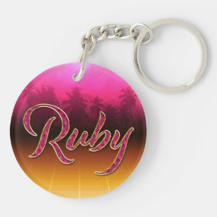 Ruby Vorname Name golden pink Schlüsselanhänger Key Ring