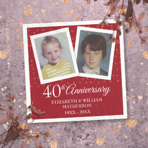 Ruby Wedding 40th Anniversary Childhood Photos Napkin