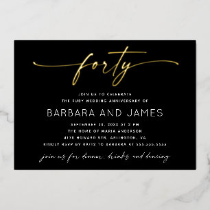 Ruby Wedding 40th Anniversary Gold & Black Photo