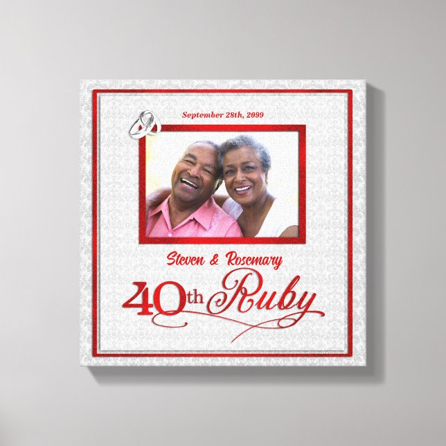 Ruby Wedding Anniversary 11x11-inch 40th Photo Canvas Print (Front)
