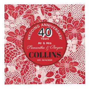Ruby Wedding Anniversary 40 years Personalised Cube
