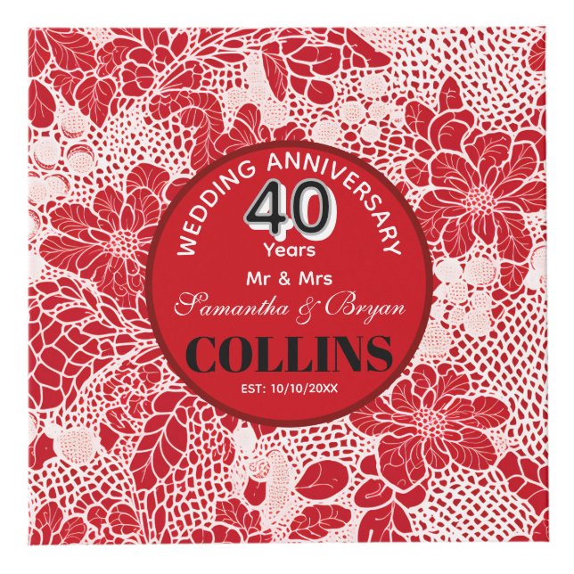 Ruby Wedding Anniversary 40 years Personalised  Cube (Front)
