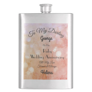 Ruby Wedding Anniversary Classic Flask