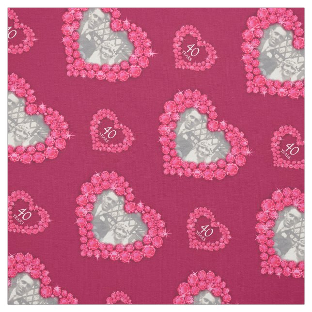 Ruby wedding anniversary custom photo pattern fabric (Swatch)