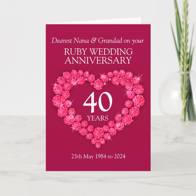 Ruby wedding anniversary grandparents 40th card (Front)