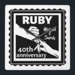 Ruby wedding anniversary holding hands 40th<br><div class="desc">If you would like any help customising this design,  please use the ask this designer button,  just below this text. A romantic design for your ruby wedding anniversary,  when you are celebrating 40 years of marriage. This design has a Vector illustration of a couple holding hands.</div>