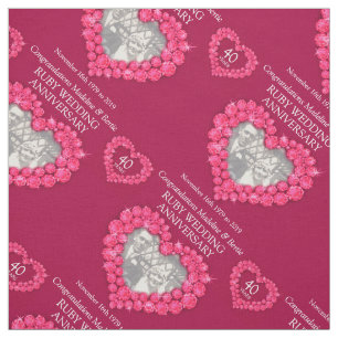 Ruby wedding anniversary personalised pattern fabric