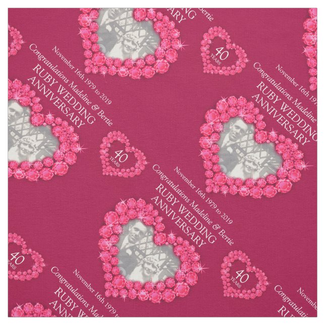 Ruby wedding anniversary personalised pattern fabric (Swatch)