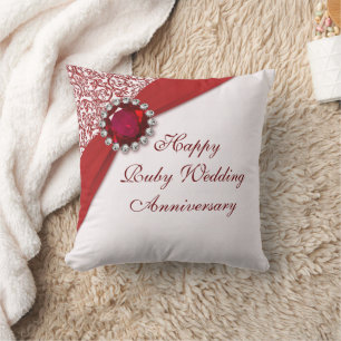 Ruby Wedding Anniversary Throw Pillow