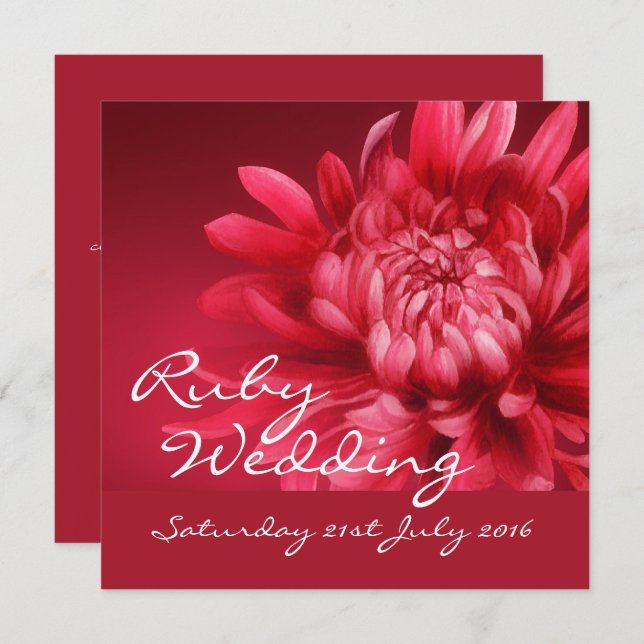 Ruby wedding party invite 40 years square (Front/Back)