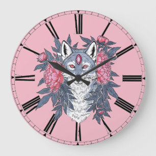 Ruby Wolf Large Clock