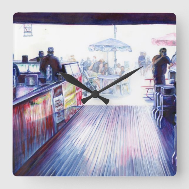 Ruby's, Coney Island, New York Square Wall Clock (Front)