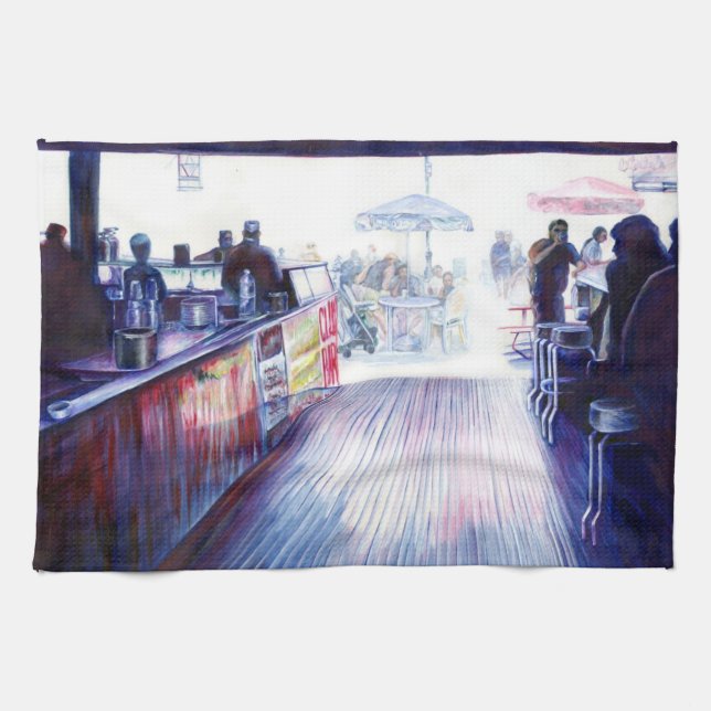 Ruby's, Coney Island, New York Tea Towel (Horizontal)